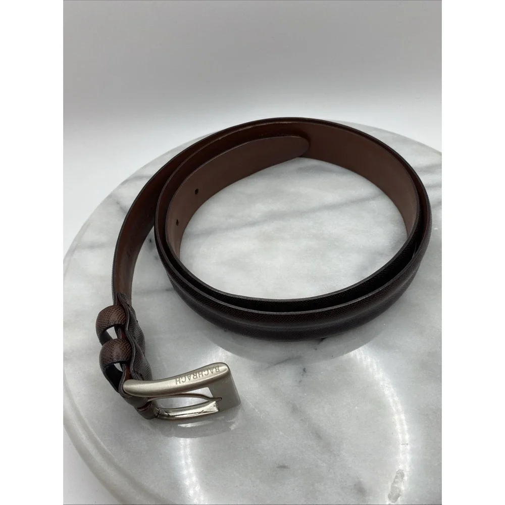 Bachrach‎ Italian Leather Dark Brown Belt - Solid Buckle - Men's 42